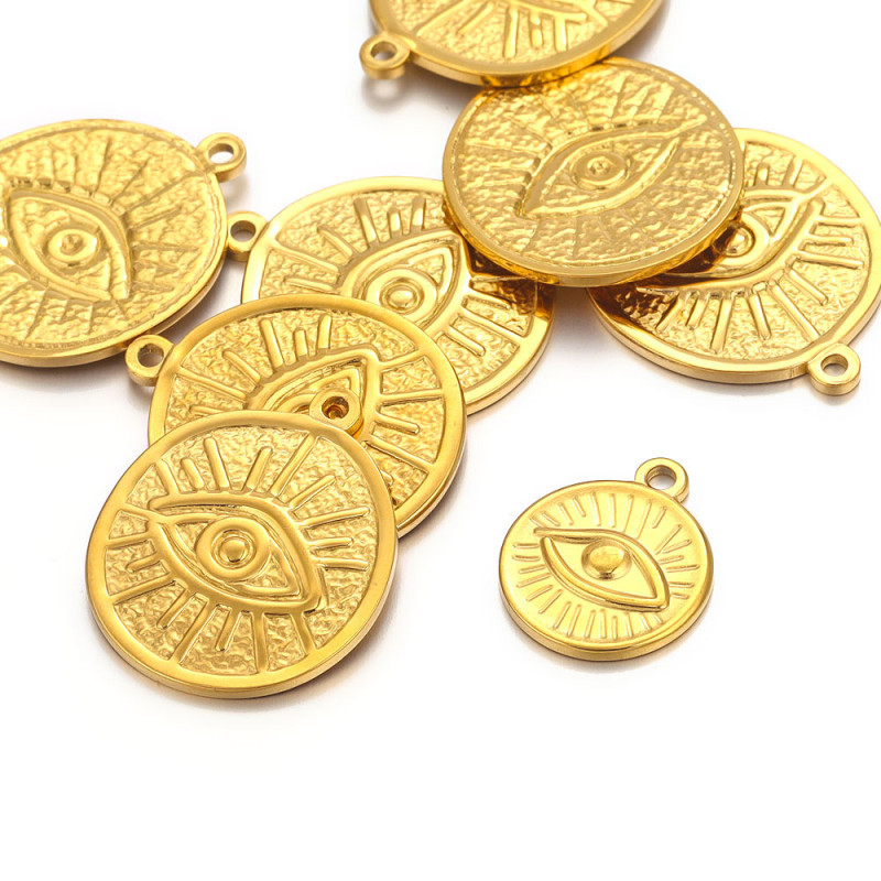 Stainless Steel Irregular Evil Eye Charms Pendant for Necklace Bracelet Earring Dangle Charm DIY Jewelry