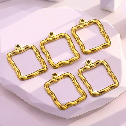 Stainless Steel Rectangle Concave Pendants Charms for DIY Necklace Jewelry Making Accessories Findings Wholesale