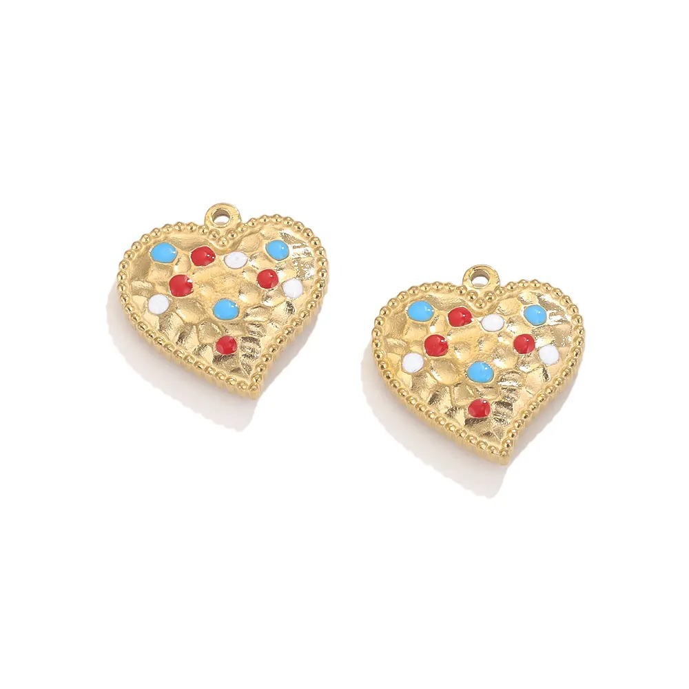 Stainless Steel Drop Glaze Colored Heart Pendant Black And White Checkerboard Love Earrings Bracelet Necklace Diy Jewelry 216045093894