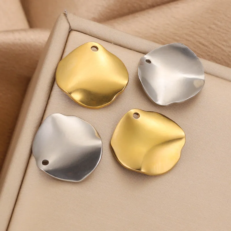 Stainless Steel Curved Hammered Irregular Dangle Pendant DIY Geometric Jewelry