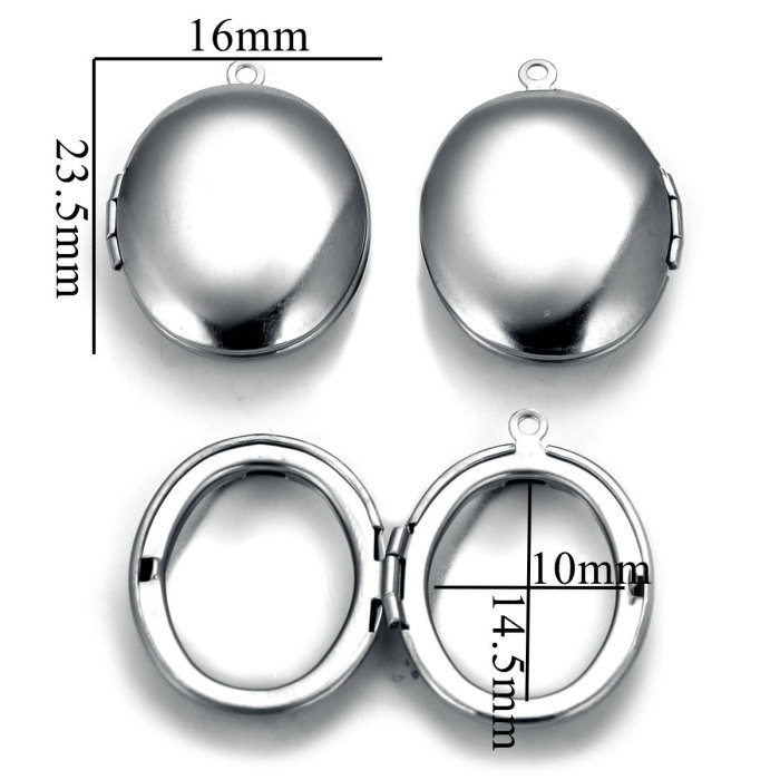 Stainless Steel Oval Phase Box Pendant Vintage Relief Pattern Pendant DIY Creative Necklace Accessories