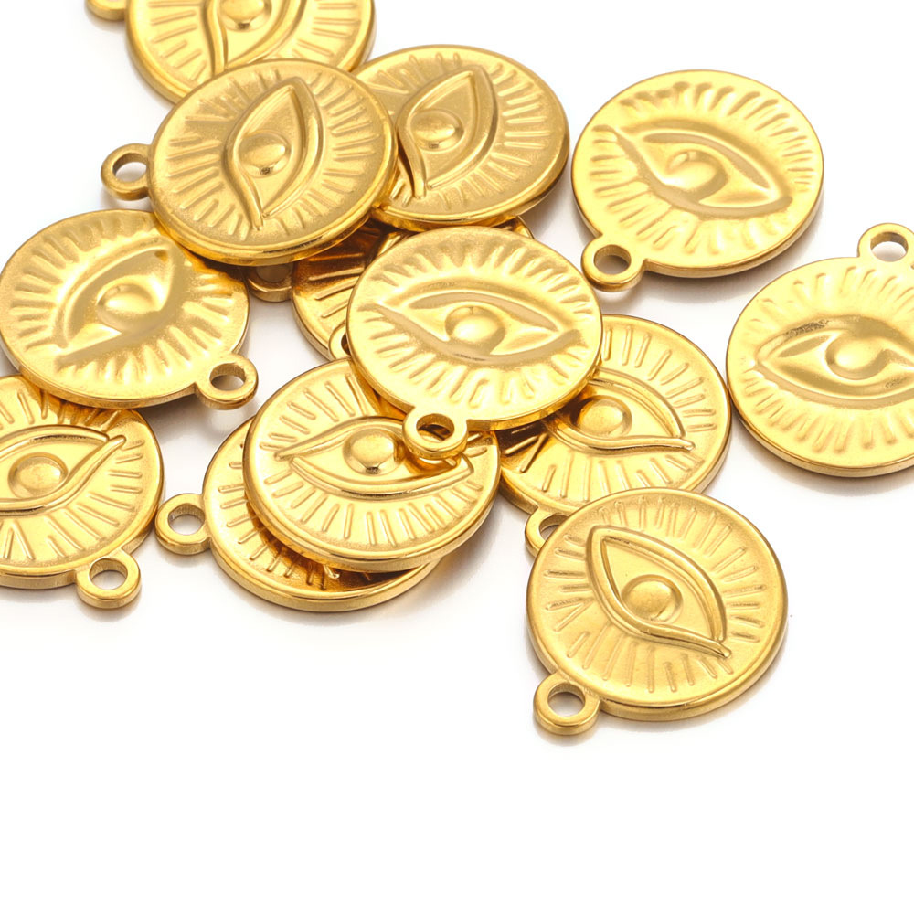 Stainless Steel Irregular Evil Eye Charms Pendant For Necklace Bracelet Earring Dangle Charm Diy Jewelry 216045092418