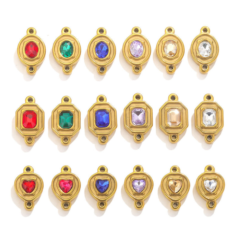 Stainless Steel Double Hole Crystal Connector Jewelry Titanium Steel DIY Jewelry Wholesale