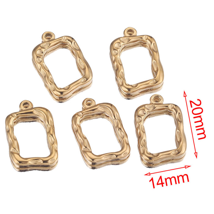 Stainless Steel Rectangle Concave Pendants Charms for DIY Necklace Jewelry Making Accessories Findings Wholesale