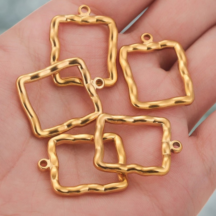 Stainless Steel Rectangle Concave Pendants Charms for DIY Necklace Jewelry Making Accessories Findings Wholesale