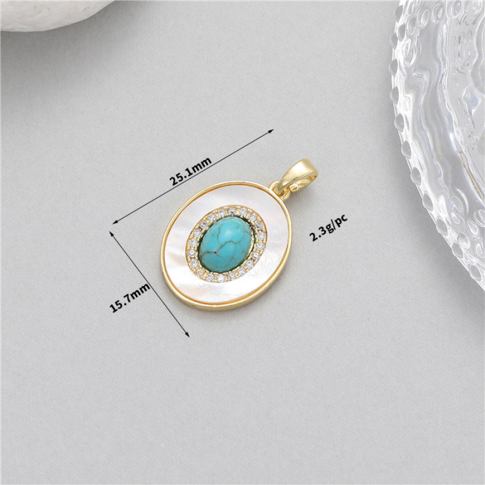 Stylish Chic Elegant 14K Gold Plated Turquoise Zircon Pendant Handmade DIY Jewelry Accessories