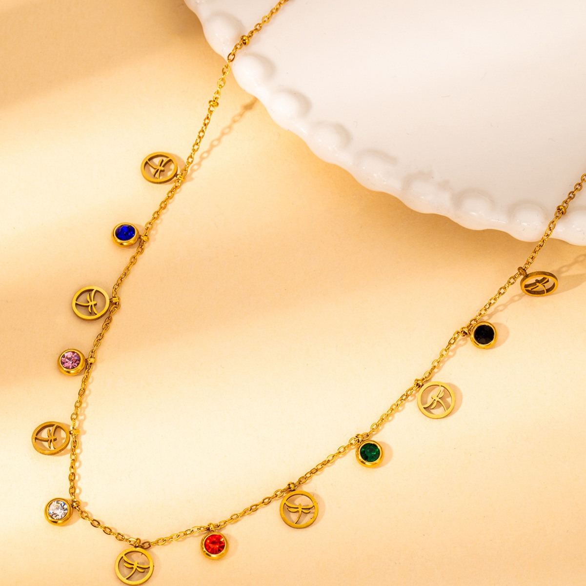 Fashion Titanium Stainless Steel Cz Crystal Dolphin Charm Pendant Necklaces Jewelry Bohemia Party Necklace For Women 216045085530