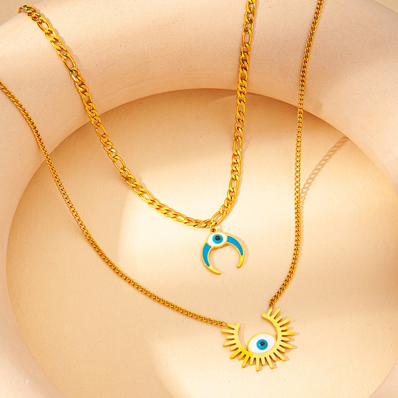 316L Stainless Steel Multilayer Eye Pendant Necklace For Women New Girls Clavicle Chains Jewelry Birthday Gifts