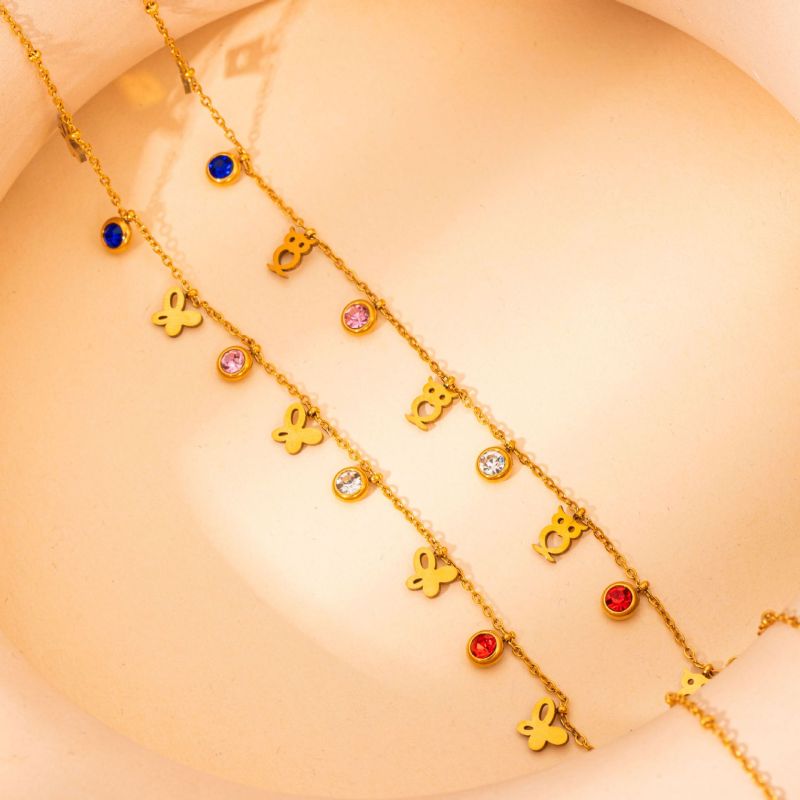 Chic Trendy Bohemia Titanium Stainless Steel Butterfly Choker Necklaces for Women Girls Chic Charm Pendant Necklace