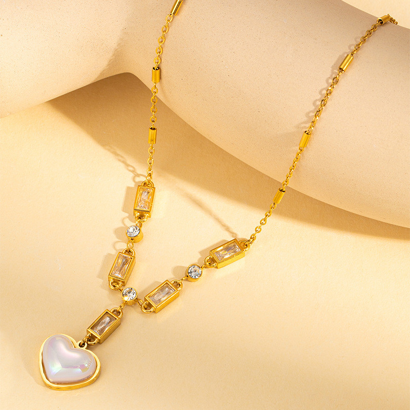 Hot Sale Stainless Steel Heart Butterfly Pendant Tassels Necklace For Women Wholesale