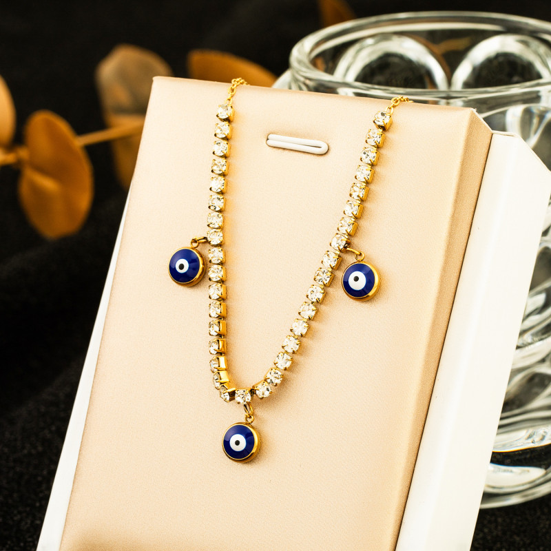Chic Titanium Stainless Steel Pendant Necklaces Trendy Evil Eyes Charm Necklace For Women Girls