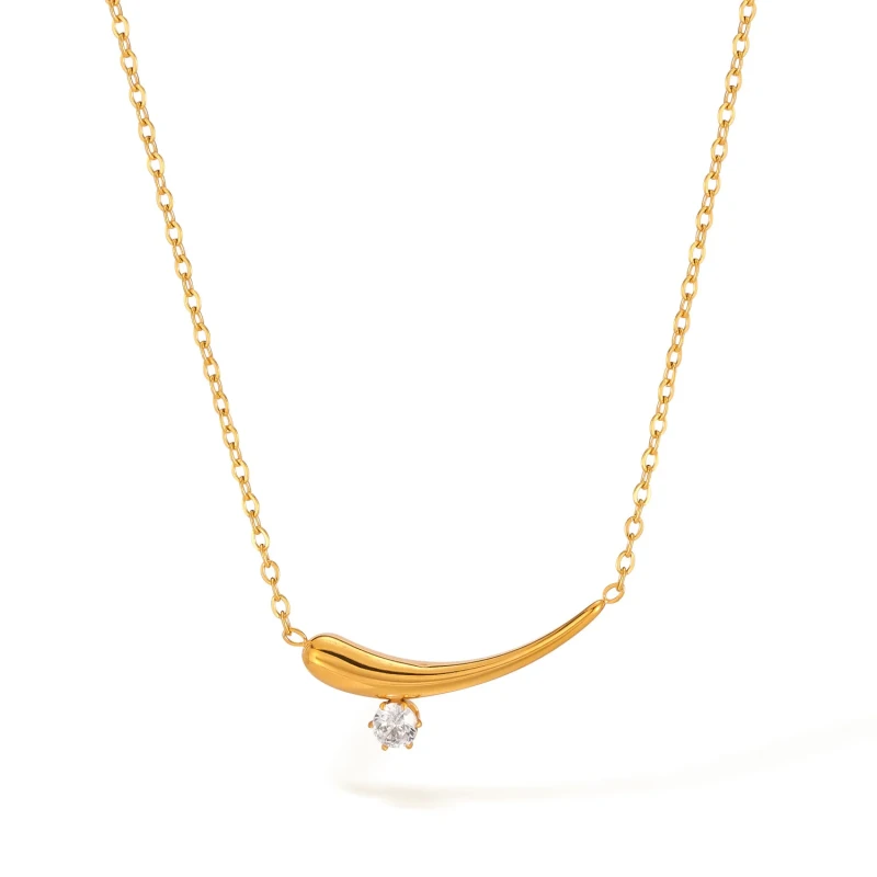 Classic Refined Chic Hypoallergenic 18K Gold Stainless Steel Necklace with Adjustable Chain Daily