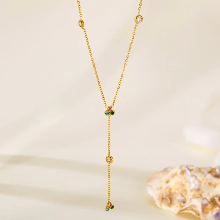 Classic Refined Chic Hypoallergenic 18K Gold Stainless Steel Necklace with Adjustable Chain Daily