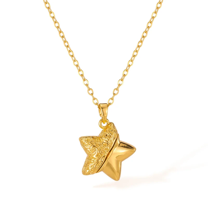 Classic Refined Chic Hypoallergenic 18K Gold Stainless Steel Necklace with Adjustable Chain Daily