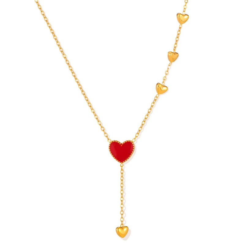 Classic Refined Chic Hypoallergenic 18K Gold Stainless Steel Necklace with Adjustable Chain Daily