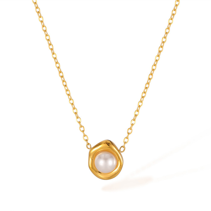 Classic Refined Chic Hypoallergenic 18K Gold Stainless Steel Necklace with Adjustable Chain Daily