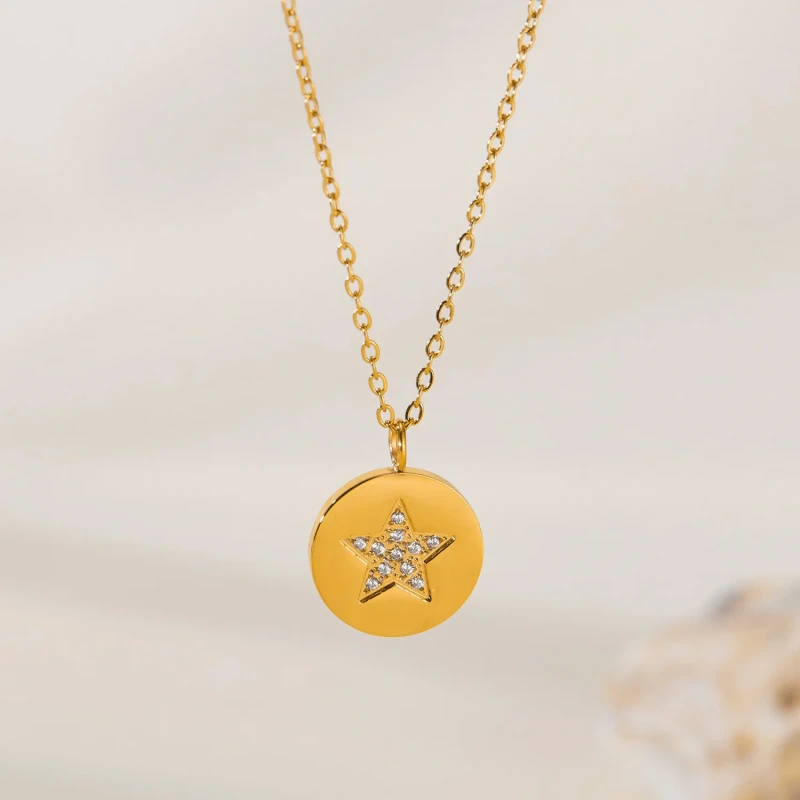 Classic Refined Chic Hypoallergenic 18K Gold Stainless Steel Necklace with Adjustable Chain Daily
