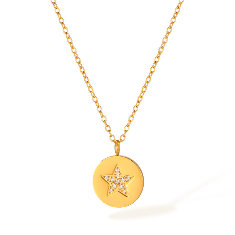 Classic Refined Chic Hypoallergenic 18K Gold Stainless Steel Necklace with Adjustable Chain Daily