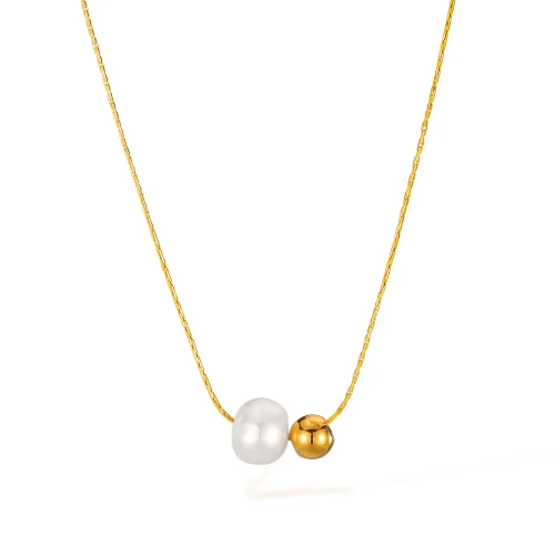 Classic Refined Chic Hypoallergenic 18K Gold Stainless Steel Necklace with Adjustable Chain Daily
