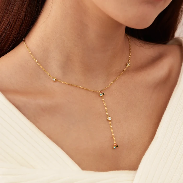 Classic Refined Chic Hypoallergenic 18K Gold Stainless Steel Necklace with Adjustable Chain Daily