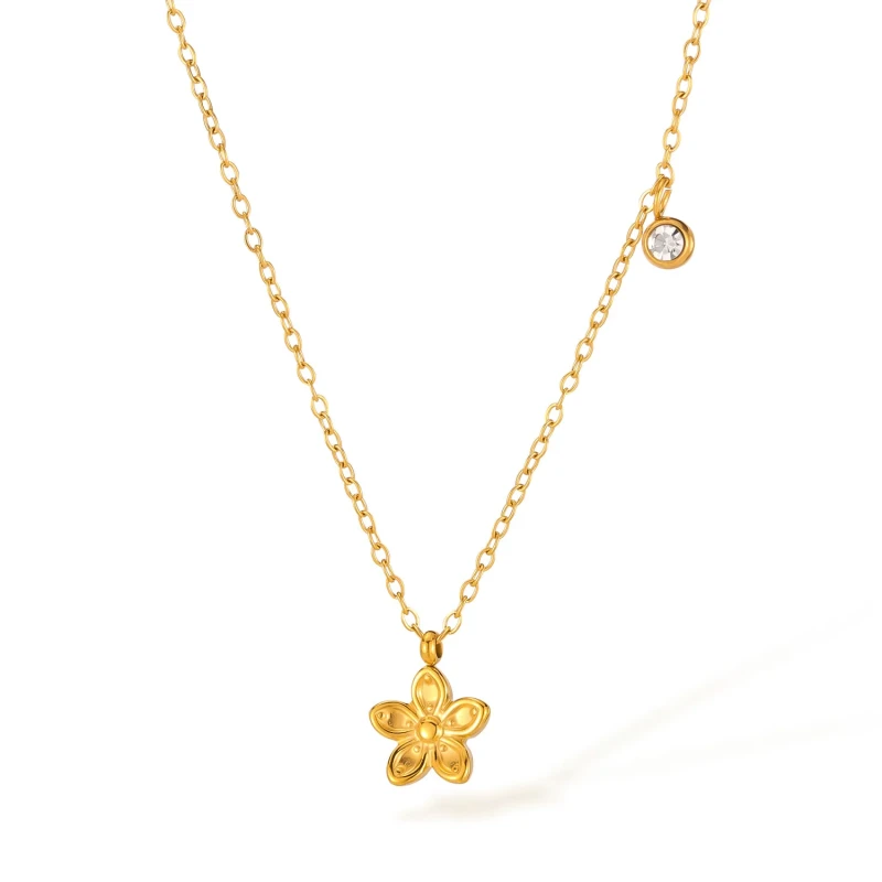 Classic Refined Chic Hypoallergenic 18K Gold Stainless Steel Necklace with Adjustable Chain Daily