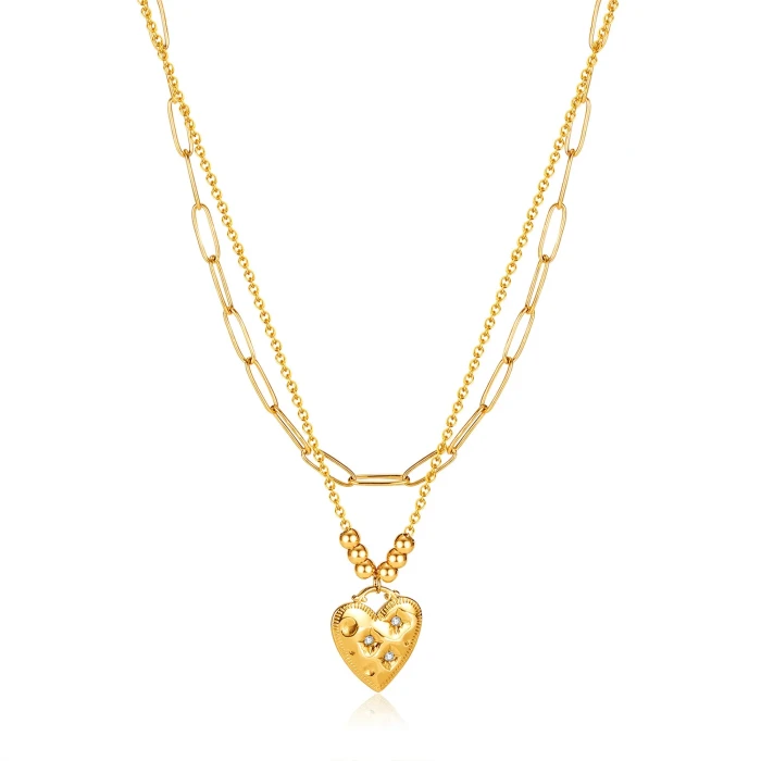 Classic Refined Chic Hypoallergenic 18K Gold Stainless Steel Necklace with Adjustable Chain Daily Wear wedding Valentine