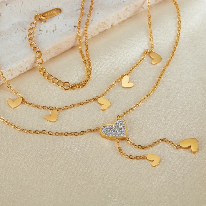 Classic Refined Chic Hypoallergenic 18K Gold Stainless Steel Necklace with Adjustable Chain Daily Wear wedding Valentine