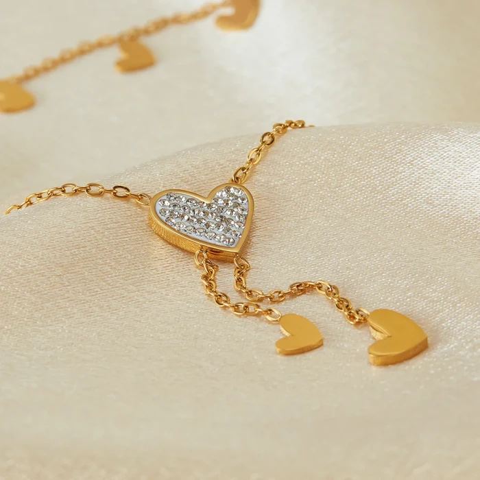 Classic Refined Chic Hypoallergenic 18K Gold Stainless Steel Necklace with Adjustable Chain Daily Wear wedding Valentine