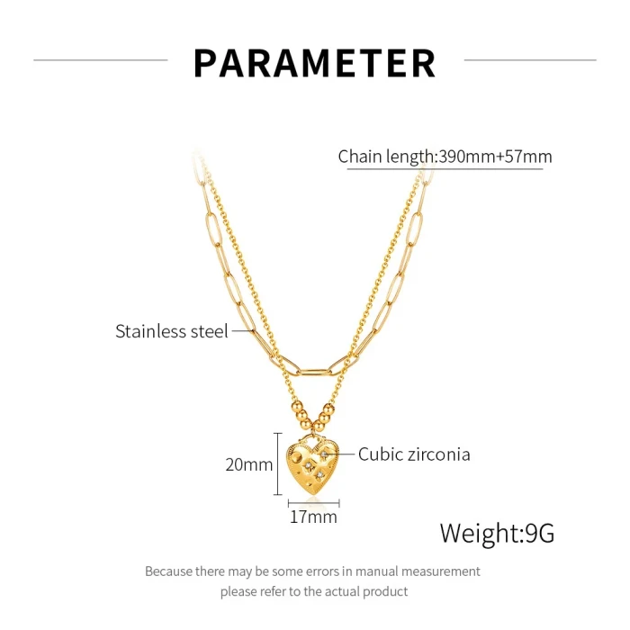 Classic Refined Chic Hypoallergenic 18K Gold Stainless Steel Necklace with Adjustable Chain Daily Wear wedding Valentine