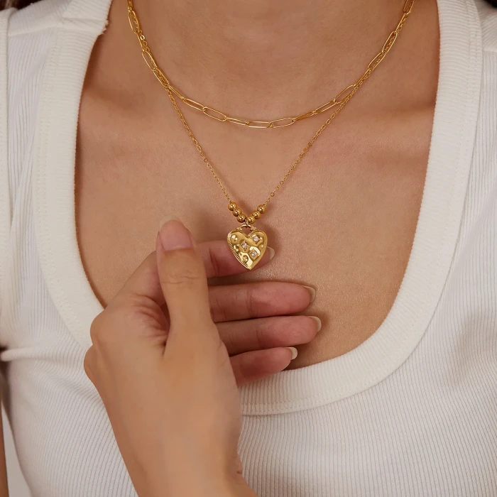 Classic Refined Chic Hypoallergenic 18K Gold Stainless Steel Necklace with Adjustable Chain Daily Wear wedding Valentine