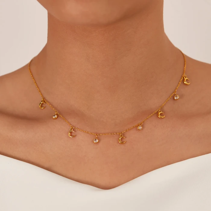 Classic Refined Chic Hypoallergenic 18K Gold Stainless Steel Necklace with Adjustable Chain Daily Wear wedding Valentine