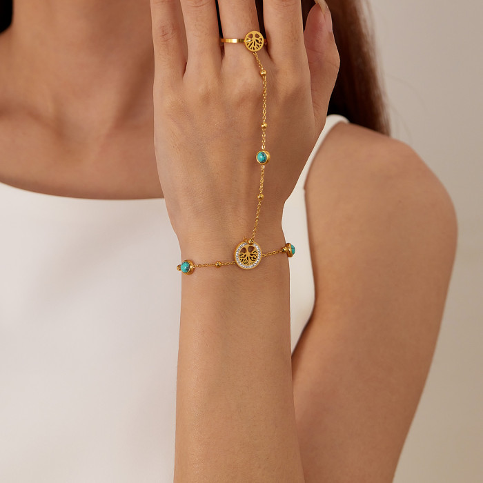 Stainless steel opening ring one-piece hand bracelet