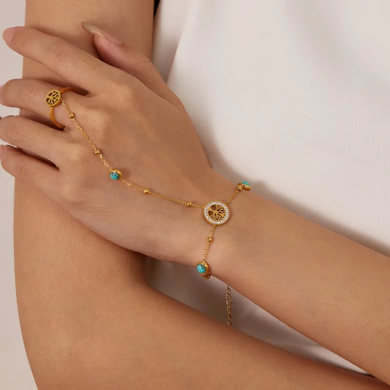 Stainless steel opening ring one-piece hand bracelet