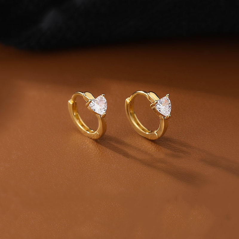 Chic Heart Circle Huggie Hoops Earrings Female Minimalist Filled French Hip Hop Ear Buckles