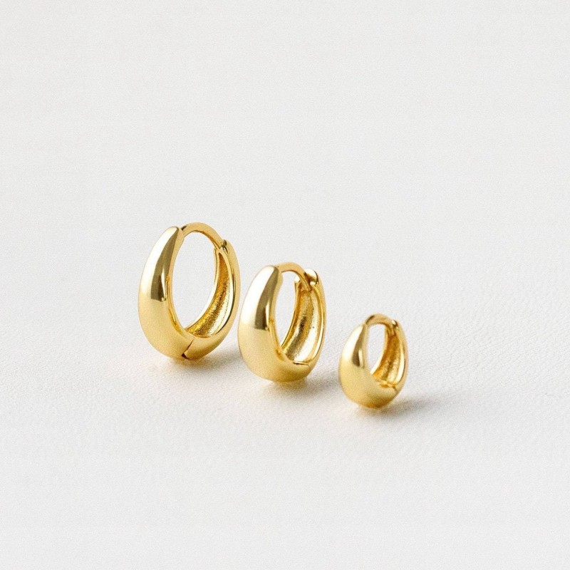 8/10/12mm Huggie Earrings for Women 18K Gold Plated Chunky Chubby Thick Circle Versatile Hoop Earrings