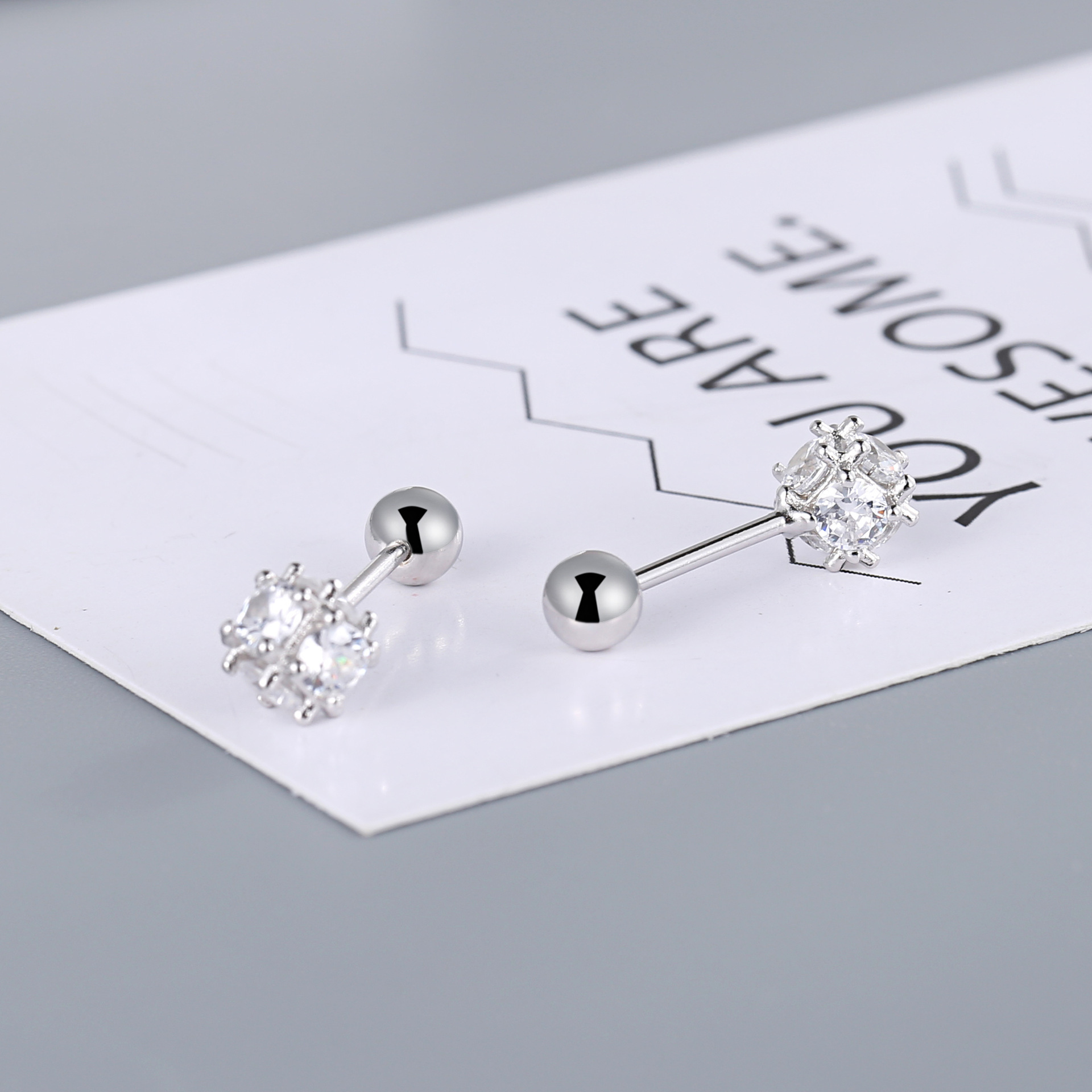 Personality Creative Simple Earrings Zircon Diamond Screw Piercing Ear Bone Studs Mini Design Jewelry4