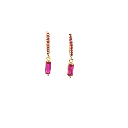 Wholesale 18K Gold Color Hoop Earrings for Women Rosered Crystal Zirconia Prevent Allergy Huggie Earring