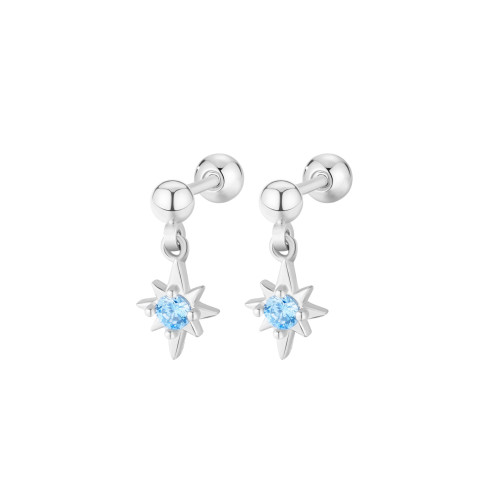 Simple Blue Crystals Star Stud Earrings for Women Girl Piercing Jewelry Pendientes Earring