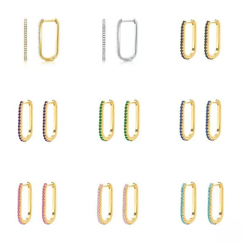 18K Gold Plated Big Circle Hoop Earring Ear Bone Buckle Piercing Earrings for Women Mujer U Shape Pendientes