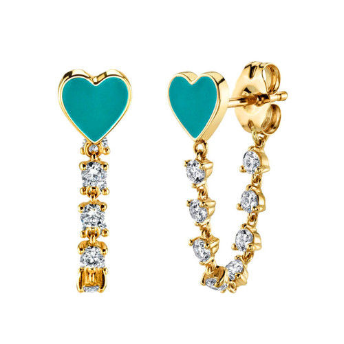 Long Chain Tassel Earring Red Enamel Heart Girlfriend Gift Romantic Gorgeous Women Charm Jewelry 2024