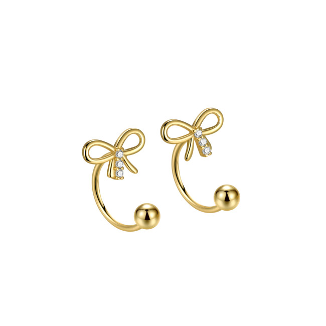 Korean Fashion Cz Ear Studs Cartilage Earring for Women Small Zircon Bow Stud Earring Ear Piercing Jewelry Gifts