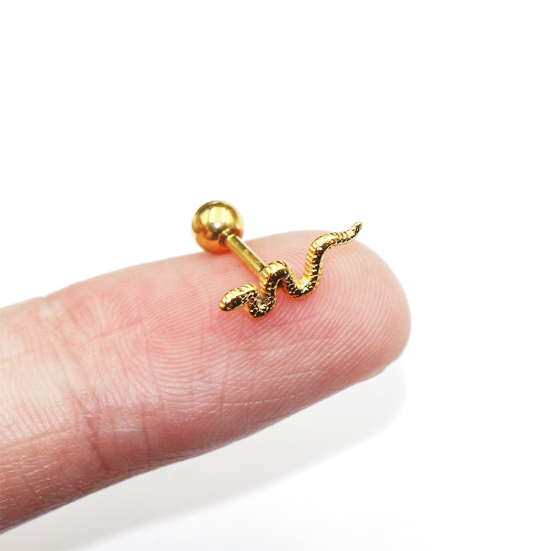 Chic Mini Earring Casting Snake Ear Cartilage Piercing Body Jewelry for Women Men Gift