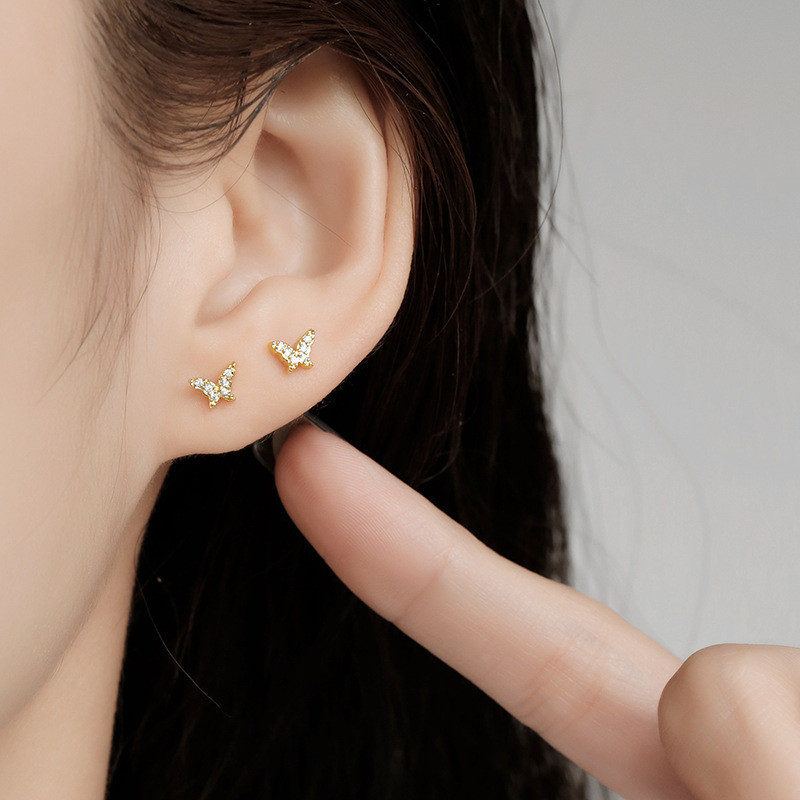 Helix Ear Piercing Stud Earrings for Women Zircon Butterfly Ear Tragus Cartilage Piercing Accessories Jewelry Gift