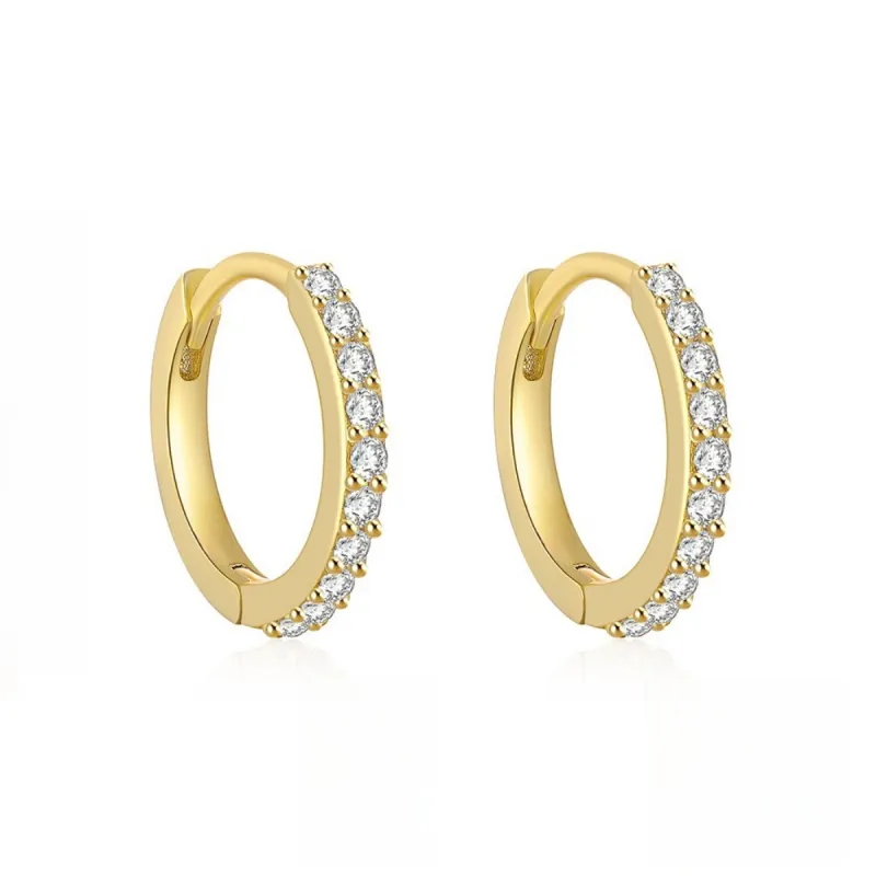 Copper Alloy Minimal Hoop Earrings Zircon Small Huggie Thin Cartilage Earring Helix Tragus Piercing Jewelry