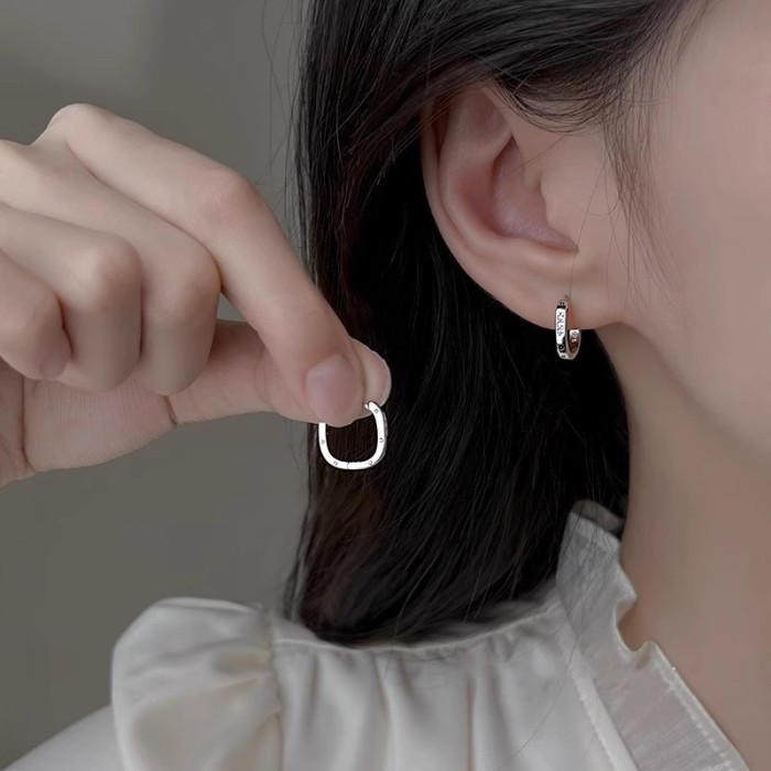 Geometric Hoop Earrings for Women Funny Zircon Ins Hip Hop Ear Buckle Bestie Party Luxury Jewelry