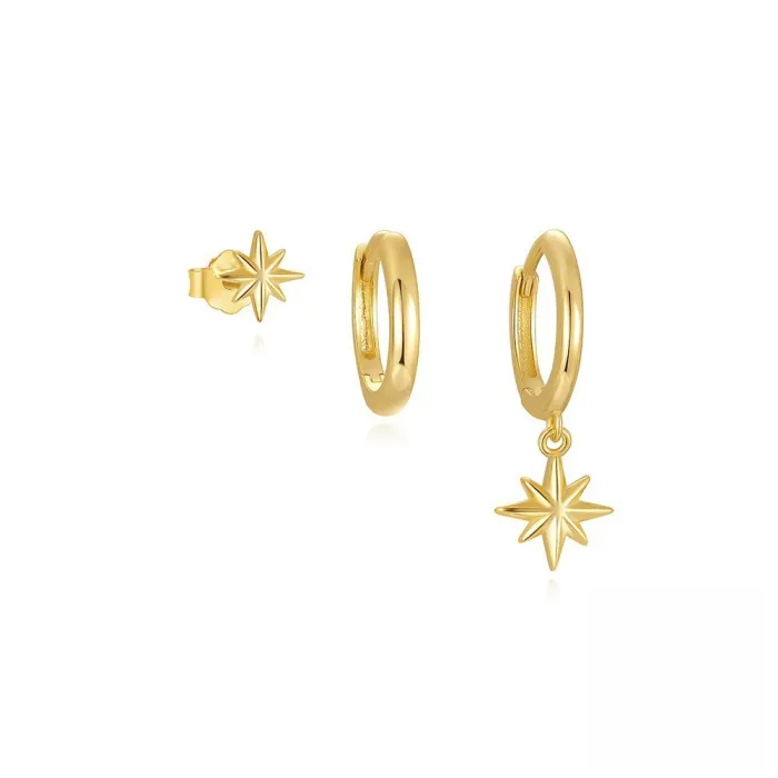 3PCS Zircon Simple Star Stud Earrings for Women Jewelry Set for Gifts