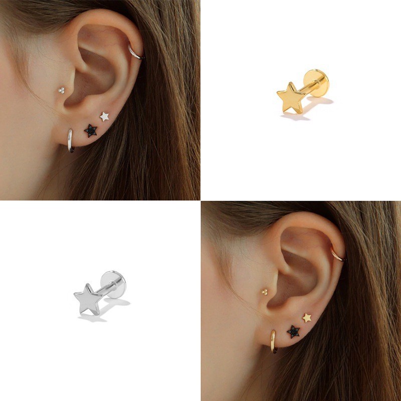 Chic Gold Plated Small Star Stud Earring Woman Piercing Earring Jewelry Gift
