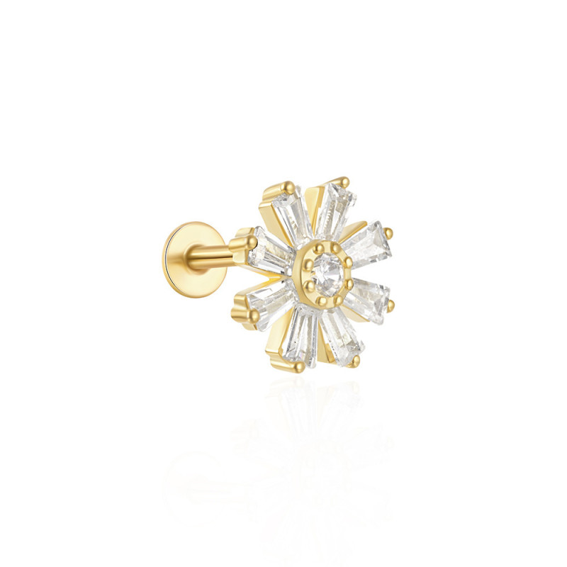 Cartilage Pierced Stud Earrings for Women Geometry CZ Chain Tassel Classics Fine Earring
