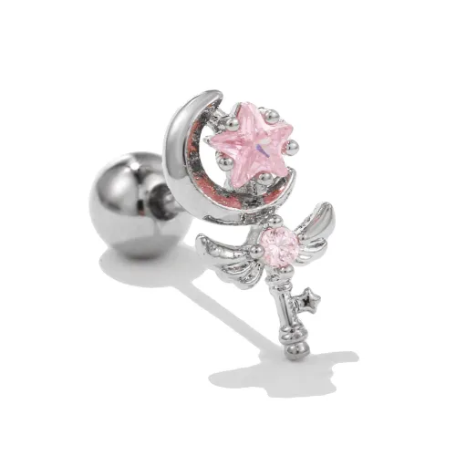 Fashion Zircon Pierced Ear Stud Earring Chain Helix Screw Cartilage Piercing Earrings Woman's Jewelry