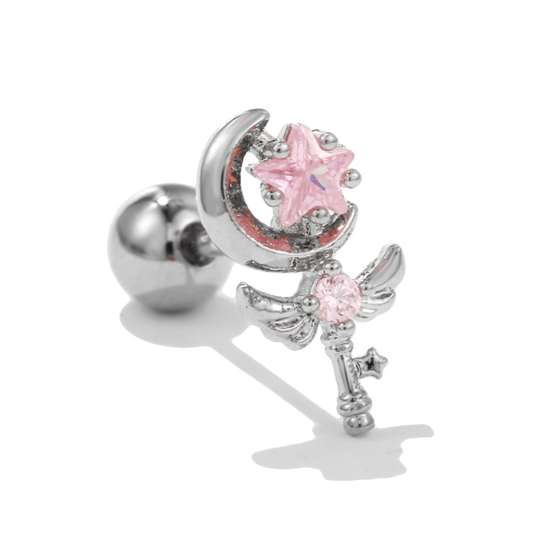 Fashion Zircon Pierced Ear Stud Earring Chain Helix Screw Cartilage Piercing Earrings Woman's Jewelry
